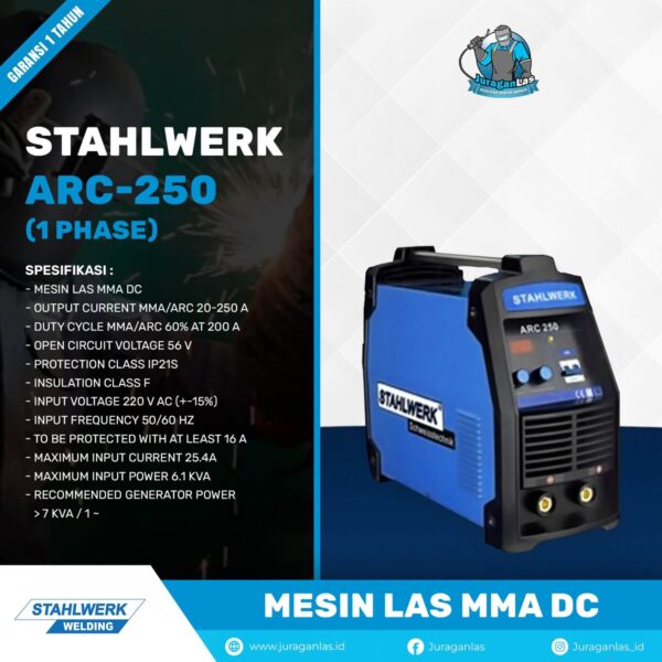 Mesin Las DC MMA Arc-250 - 1 Ph - 220V Stahlwerk