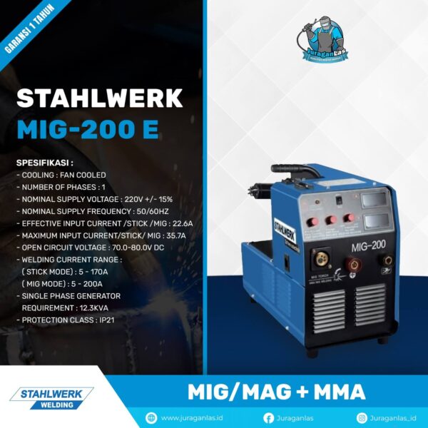 Mesin Las MIG/MAG + MMA 200A merk Stahlwerk tipe MIG-200E