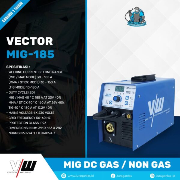 Mesin Las MIG Vector Mig 185 Gas / Gasless DC Mig - non gas