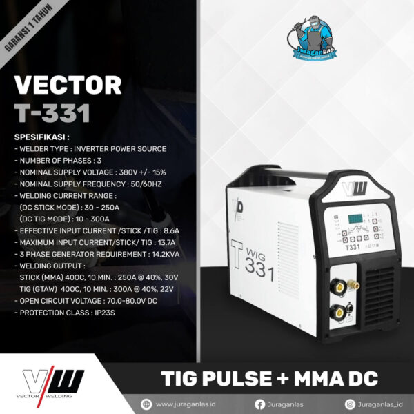 T-331 Vector DC TIG Pulse + MMA Welding Machine 300A