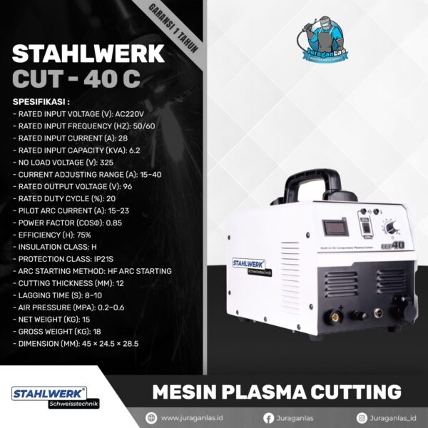STAHLWERK CUT - 40C Mesin plasma cutting 40A + built in kompresor