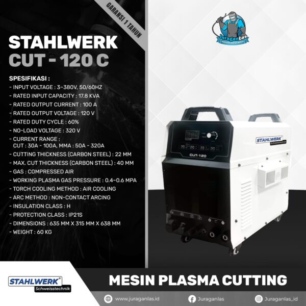 STAHLWERK CUT - 120C Mesin plasma cutting 120A + built in kompresor