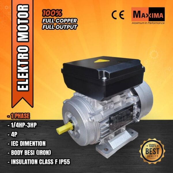 DINAMO ELEKTRO MOTOR ELECTRO MOTOR 1/2 HP 0.5 0,5 HP 1 PHASE MAXIMA